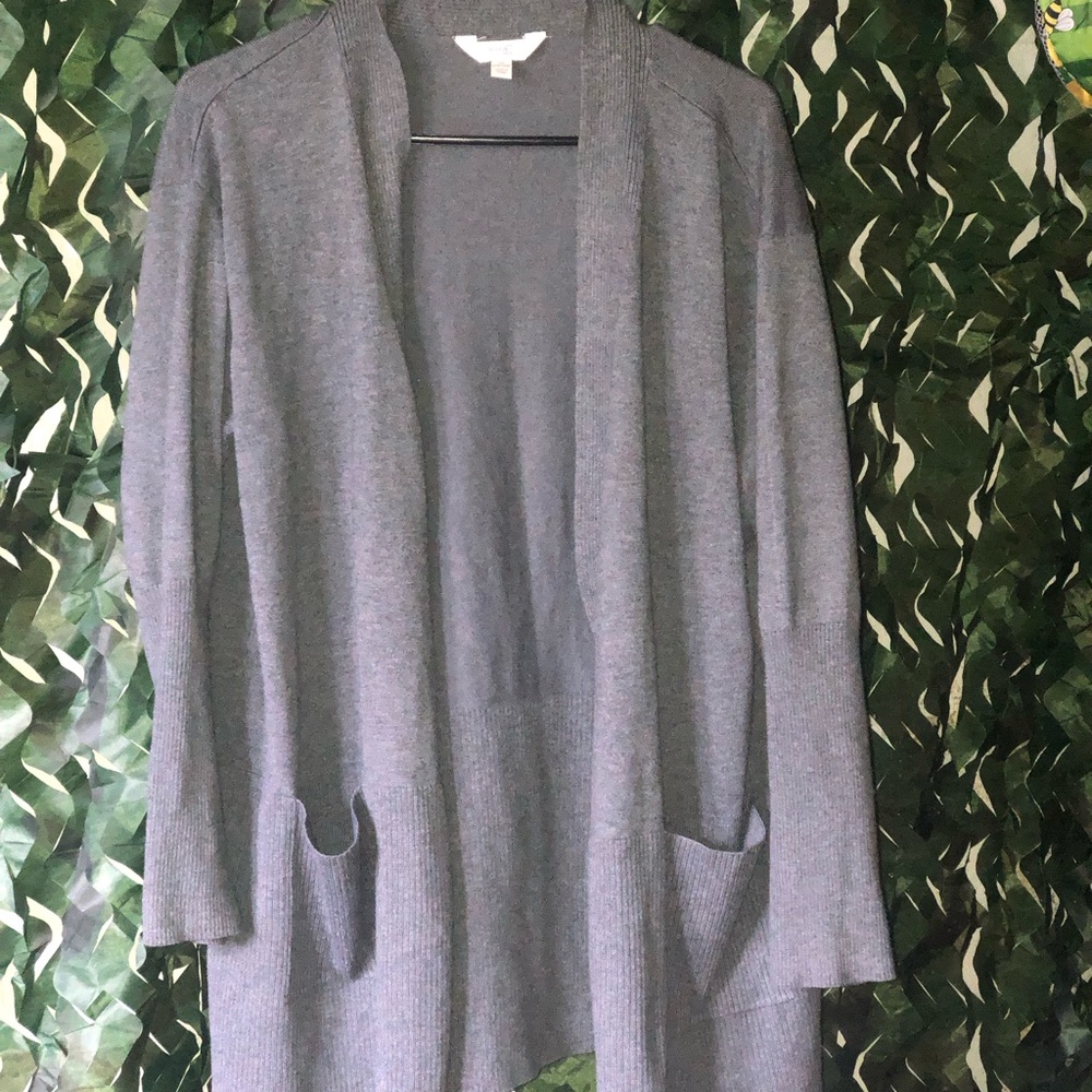 Gray Open Front Women's Sweater